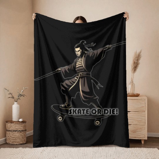 Samurai - Skate or Die Series Throw Blankets