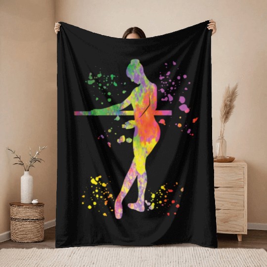 Ballet Dancer Colorsplash Ballerina Throw Blankets