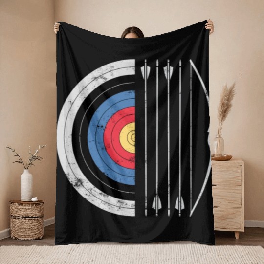 Archery Target Bow Arrow Hunting Archer Bow Hunter Throw Blankets