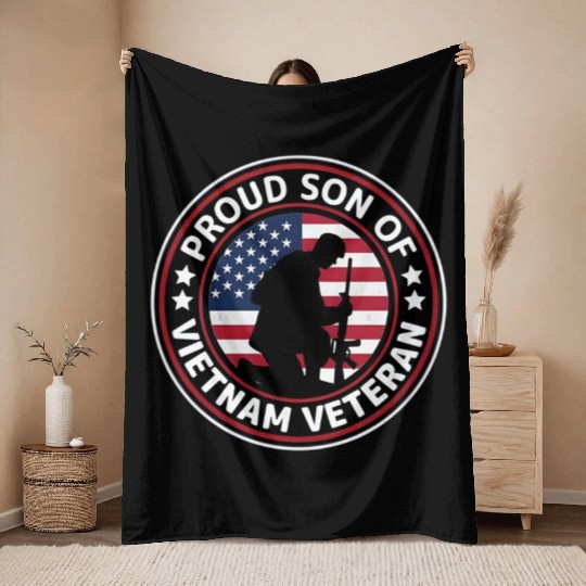 Proud son of Vietnam veteran Throw Blankets