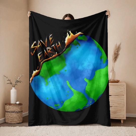 Burning Earth Globe Save Earth For Earth Day Throw Blankets