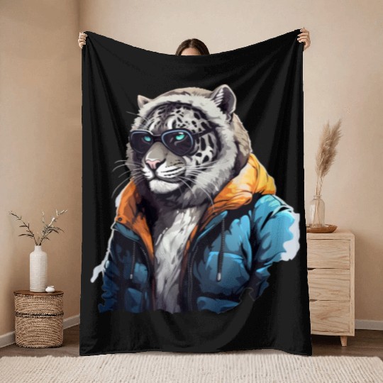 Street Style Snow Leopard | Leopard Lovers Throw Blankets