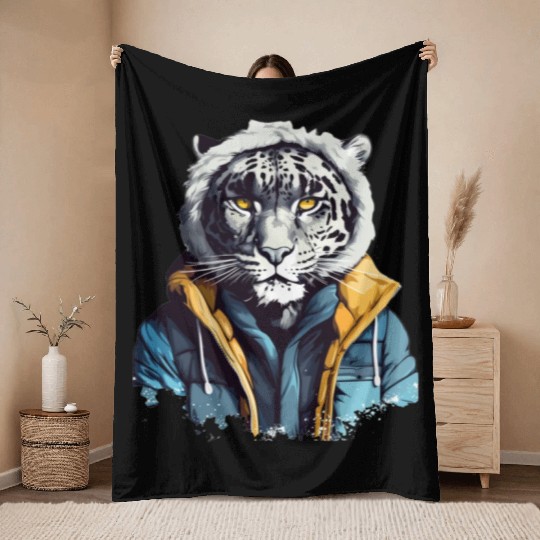 Street Style Snow Leopard | Leopard Lovers Throw Blankets