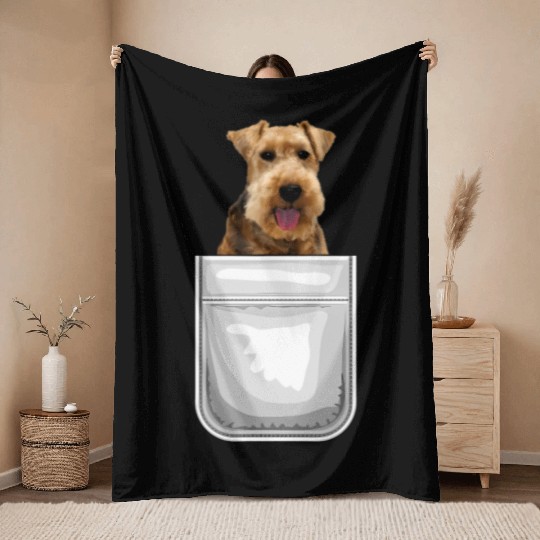 Welsh Terrier Puppy Dog In Your Pocket Throw Blankets