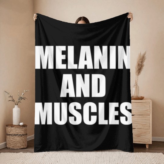 Melanin And Muscles Black Is Beautiful Workout Gym Throw Blankets