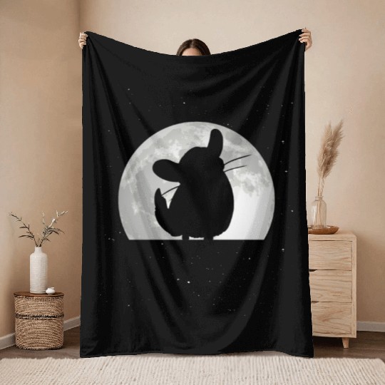 Chinchilla Moon Dust Bunny Throw Blankets
