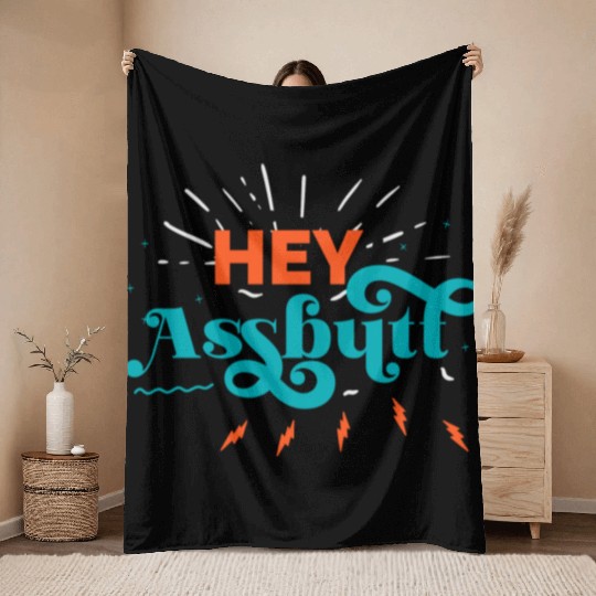 Supernatural Hey Assbutt Typography Throw Blankets