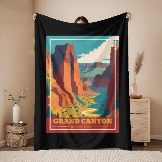 Grand Canyon National Park Arizonna Vintage Throw Blankets