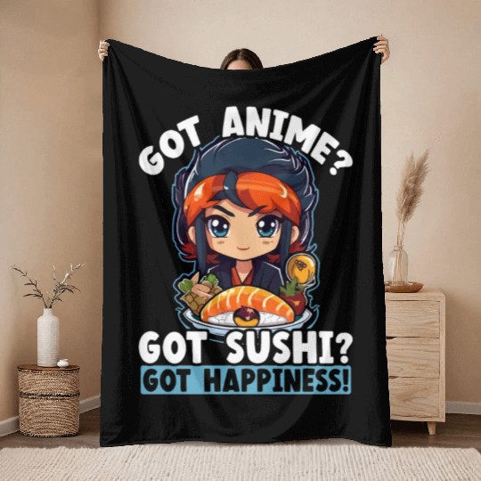 Anime Sushi Lover Nigiri Sashimi Food Manga Otaku Throw Blankets