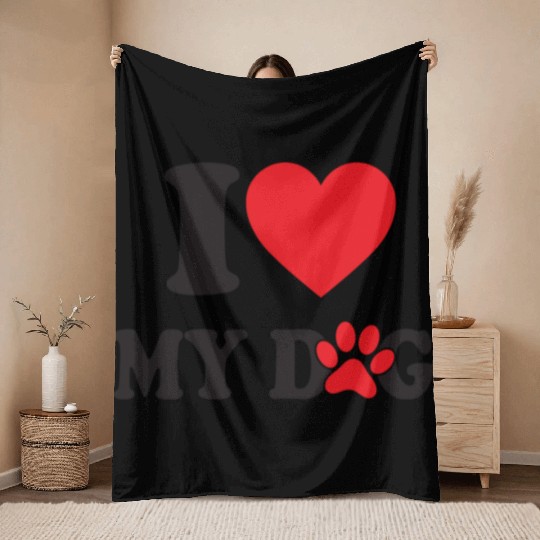 I Love My DOG Throw Blankets