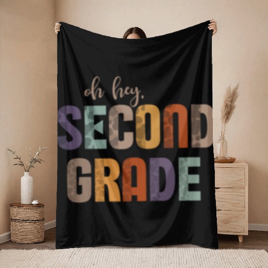 oh hey Second Grade - Back To School Design Throw Blankets