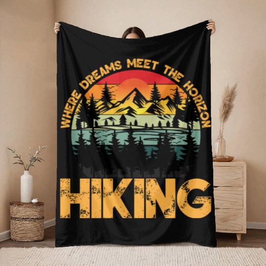 Where Dreams Meet The Horizon Hiking Summer Design Throw Blankets