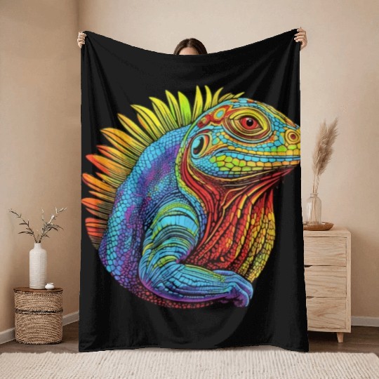 Luminous Lizard Throw Blankets