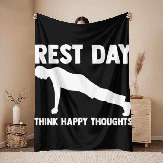 Rest Day Thoughts For A Gym Muscle Workout Lover Throw Blankets
