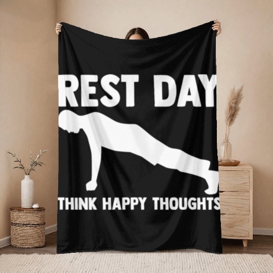 Rest Day Thoughts For A Gym Muscle Workout Lover Throw Blankets