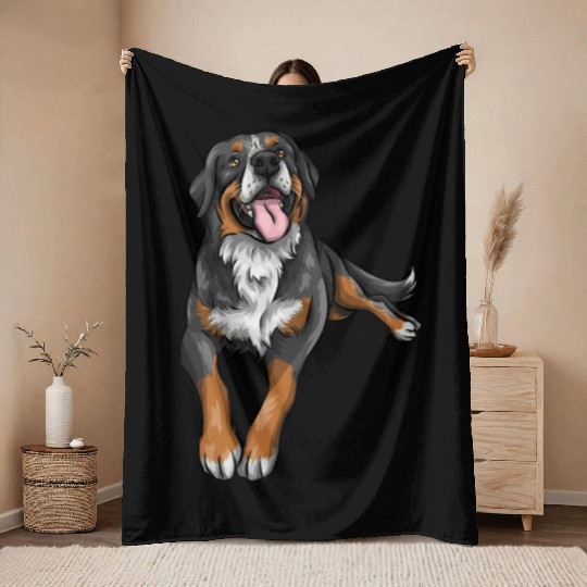 Cute Bernese Mountain Dog Throw Blankets