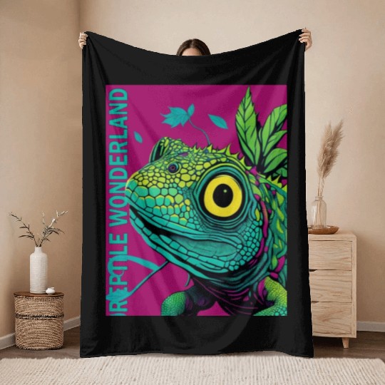 Psychedelic Reptile Wonderland Retro Designs 7 Throw Blankets