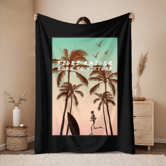 Tides raider, born to victory Throw Blankets