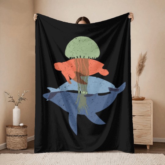 Whale And Their Friends Dolphin Turtle And Throw Blankets