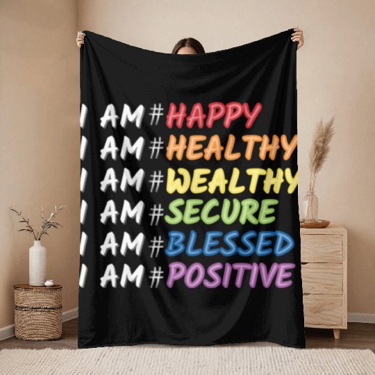 Daily Motivational Affirmation Mantra Self Love Throw Blankets