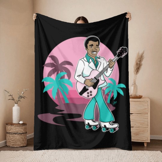 Breezin' on Wheels Retro Cartoon - Malibu Style Throw Blankets