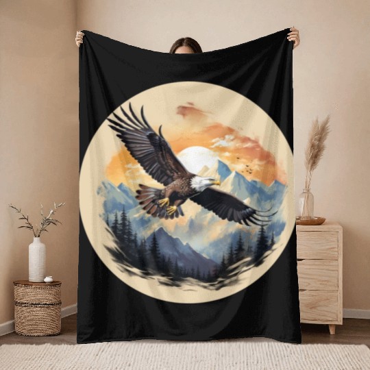 Bald Eagle as America's Symbol Throw Blankets