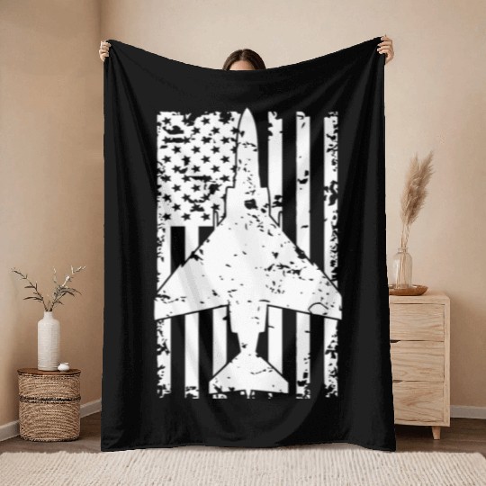 F 4 Phantom II Fighter Jet Patriotic Throw Blankets