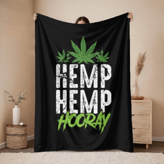 Hemp Hemp Hooray Pot Lover Throw Blankets