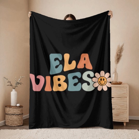 English Teacher - Ela Vibes Teacher Student Back Throw Blankets