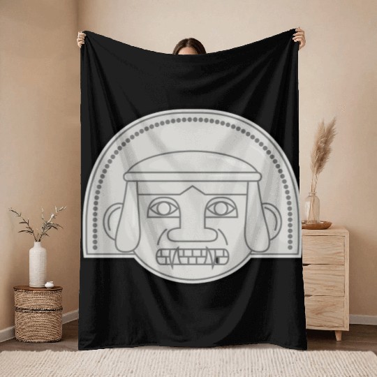 Colombian San Agustin Pre Columbus Indigenous Throw Blankets