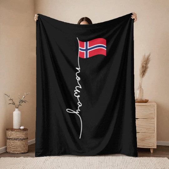 Norway Signature Flag Pole - Patriotic Norwegian Throw Blankets