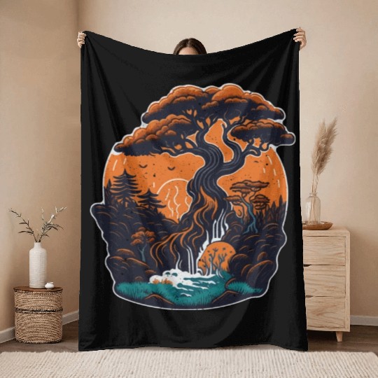 Retro Bonsai Gardener Nature Bonsai Tree Lover Throw Blankets