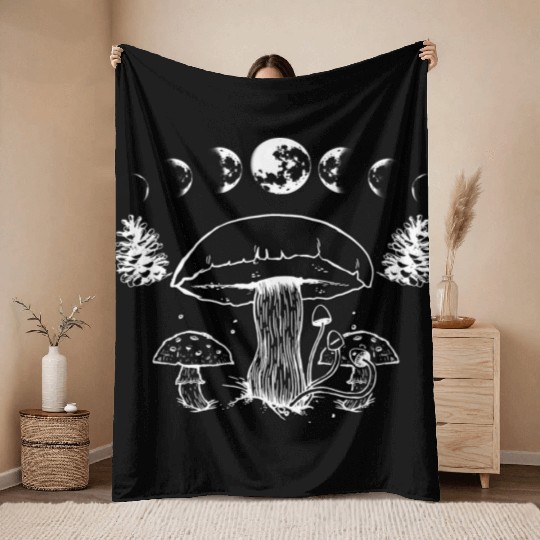 Mushroom Aesthetic Cute Fungi Lover Cottagecore Throw Blankets