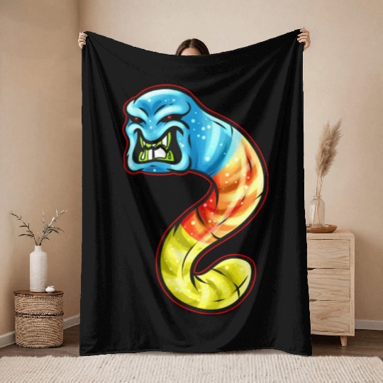 Trick Or Treat Colorful Scary Gummy Worm Tapeworm Throw Blankets