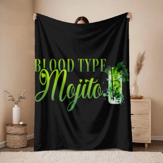 Blood Type Mojito Cocktail Bartender Throw Blankets