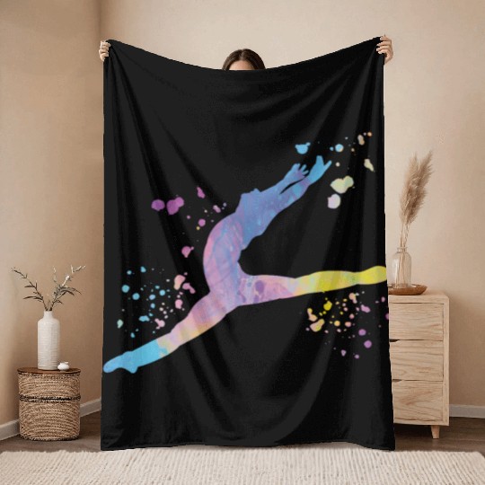 Ballet Dancer Colorsplash Man Ballerino Throw Blankets