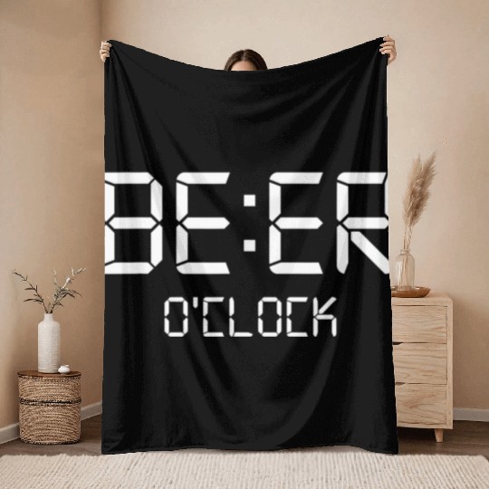 Beer Oclock Funny Saint Stpatricks Day Drinking Throw Blankets