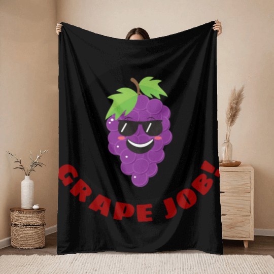 Grape Job Grape Pun Throw Blankets