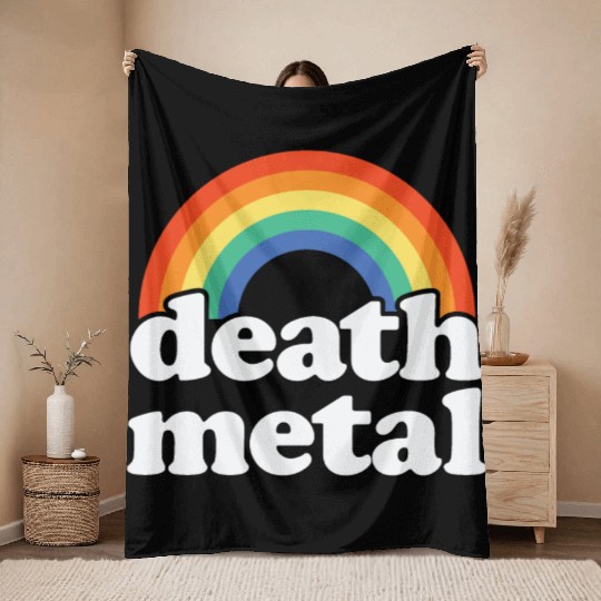 Funny Death Metal Design: Rainbow Riot Throw Blankets