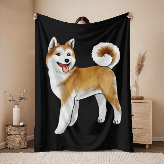 Akita Light Faced Tan Throw Blankets