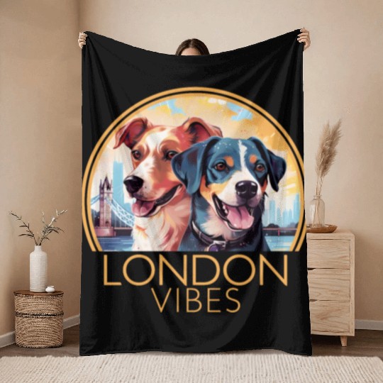 London Vibes England Cute Dogs Dog Lovers Throw Blankets