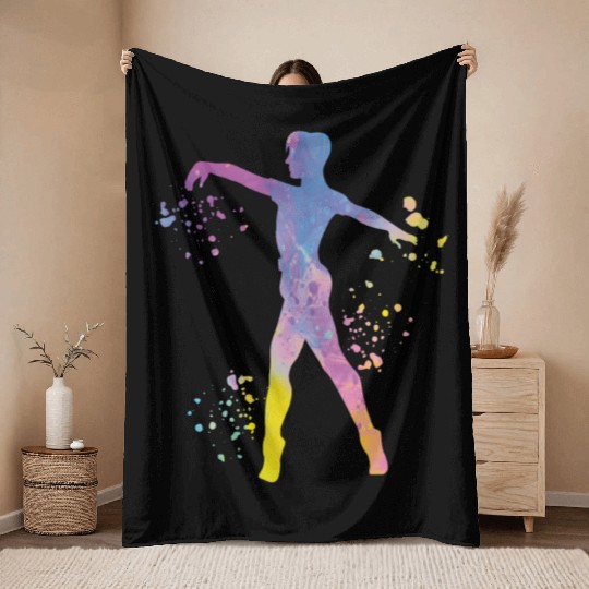 Ballet Dancer Colorsplash Man Ballerino Throw Blankets