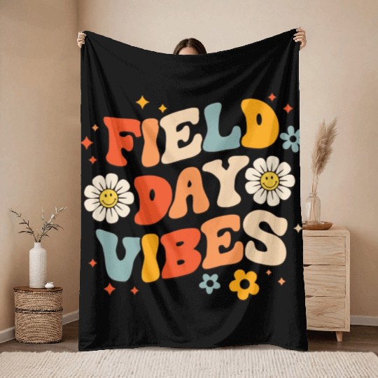 Field Day 2023 Funny Field Day Vibes Teacher Boy Throw Blankets