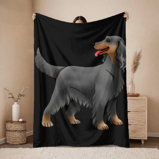 Dog Irish Setter Black And Tan Throw Blankets
