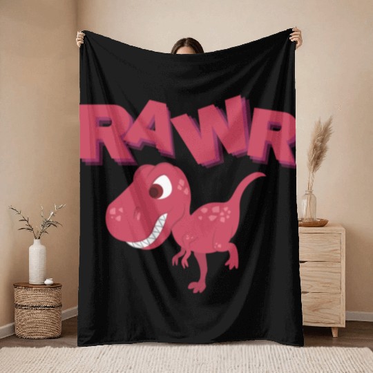 Rawr Cute Rex Dino Extinct Lover Tyrannosaurus Throw Blankets