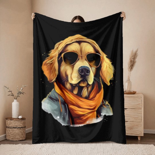 Golden Retriever in the Streets | Dog Lovers Throw Blankets