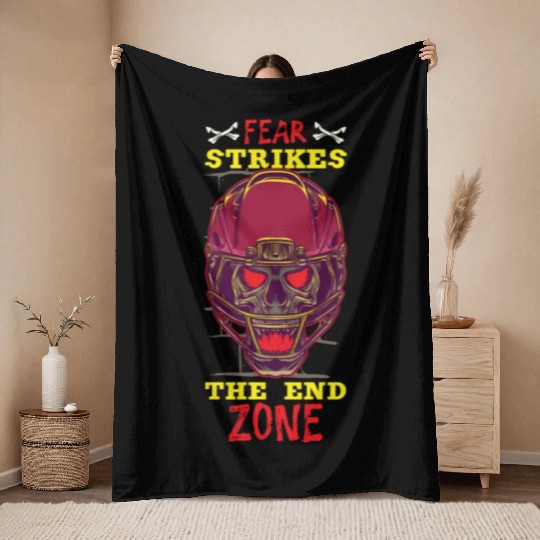 Funny Horror Football Fan Horror Obsessed Horror Throw Blankets