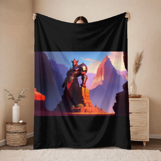 Khorne statue in the depths of the grand canyon Throw Blankets