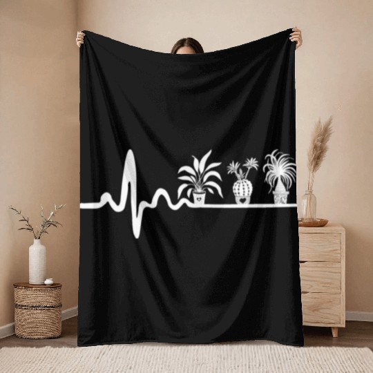 Plant Lover Heartbeat Indoor Plants Throw Blankets