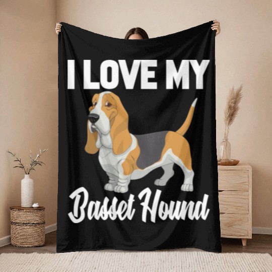 I Love My Basset Hound Throw Blankets Funny Gifts For Men